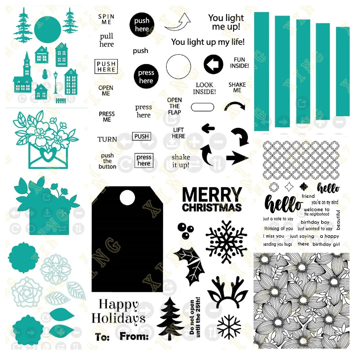 

Flowrs Tree Merry Christmas Happy Metal Cutting Dies Clear Stamps Scrapbooking Make Photo Album Card Diy Paper Embossing Craft