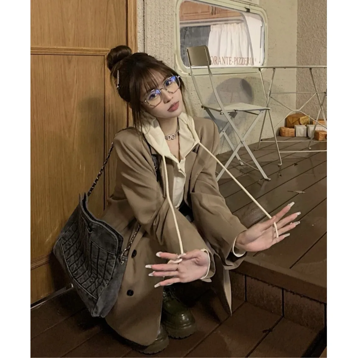 Корейская серия Ins Design Sense с длинными рукавами женский зимний новый шикарный