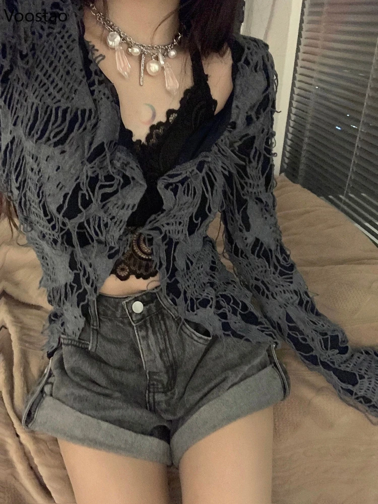 Кардидж Женский летний рваный Y2k тонкий |