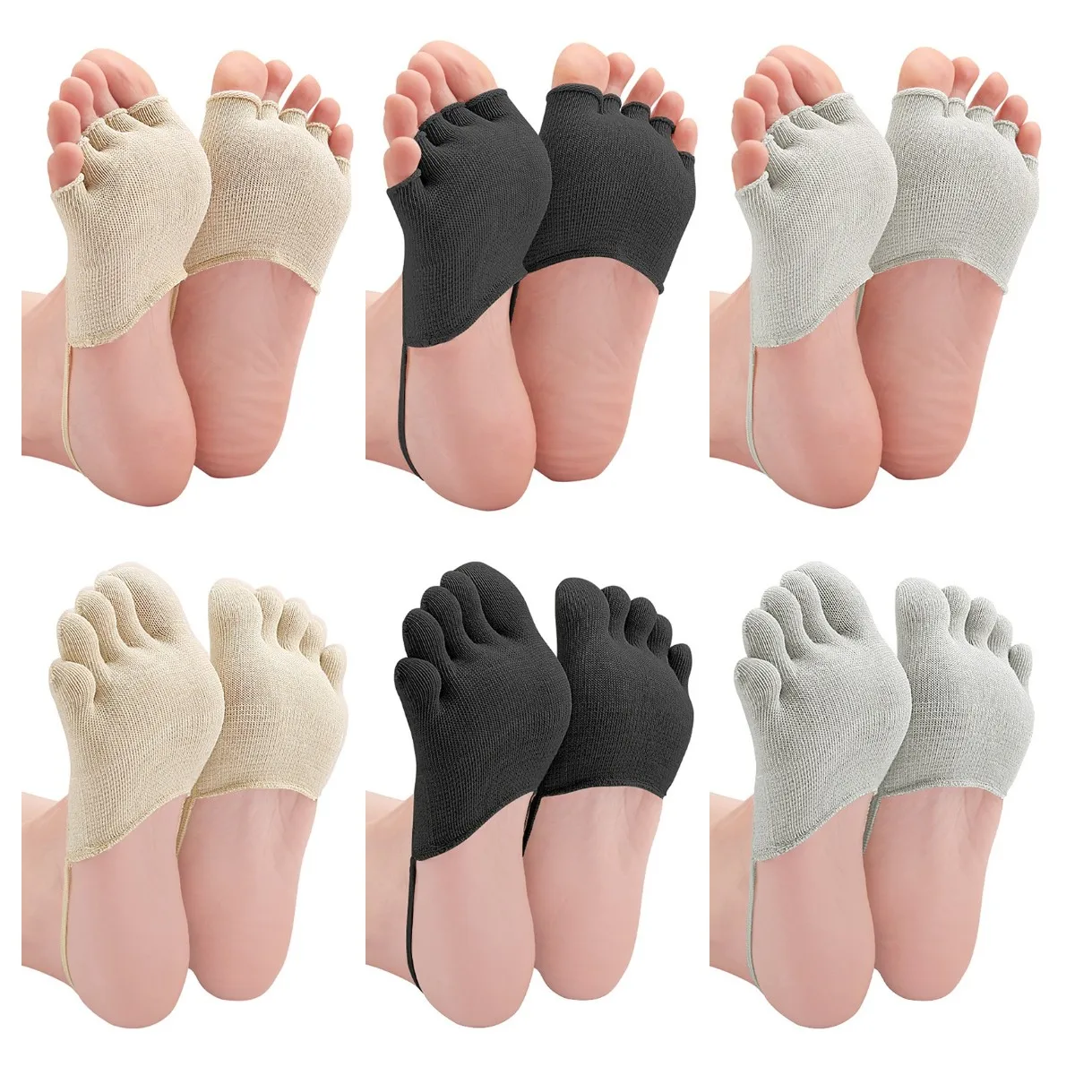 

1 Pair Forefoot Elastic Half Foot Toe Separator Bunion Pain Relief Straighten Bent Toes Split Toe Socks Hallux Valgus Protector