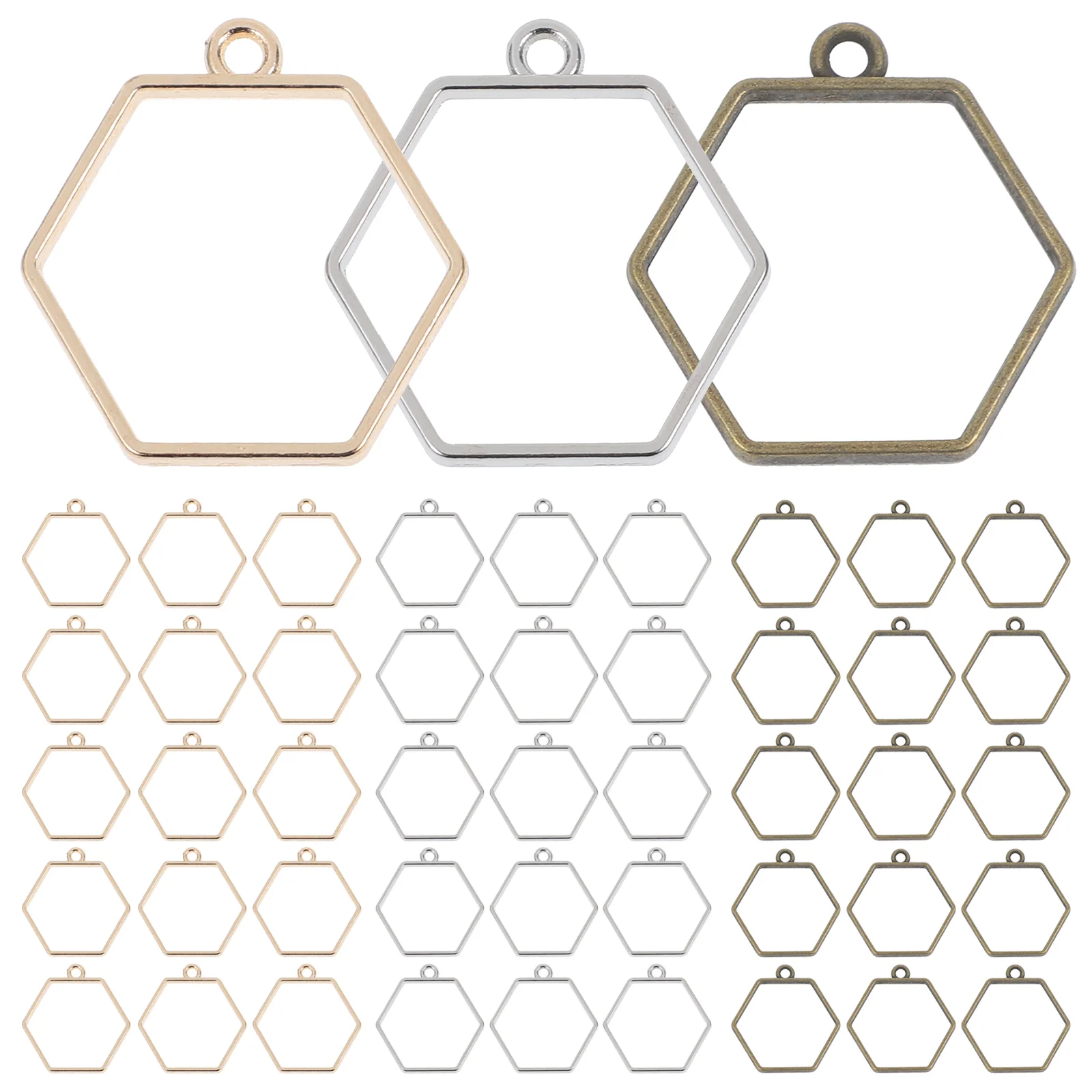 

60 Pcs Hollow Epoxy Frame Bezels Photo Necklace Necklace Supplies Pendants Blank Charm Accessory Alloy DIY