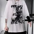 Женская футболка в стиле эмо, Готическая футболка в стиле панк, Топ в стиле Харадзюку, футболка большого размера d, женская одежда в стиле темной эстетики, гранж и альт