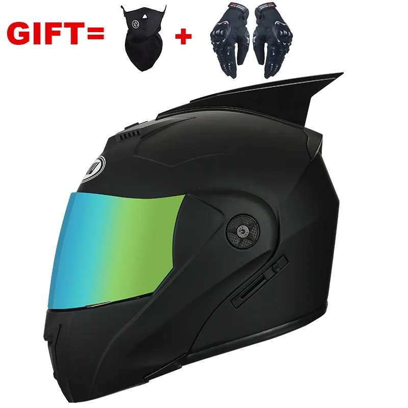 

Free Shipping DOT Flip Up Modular Electric Full Face Motocross Helmet Motorcycle Helmets Dual Lens With Ear For Adults MAN