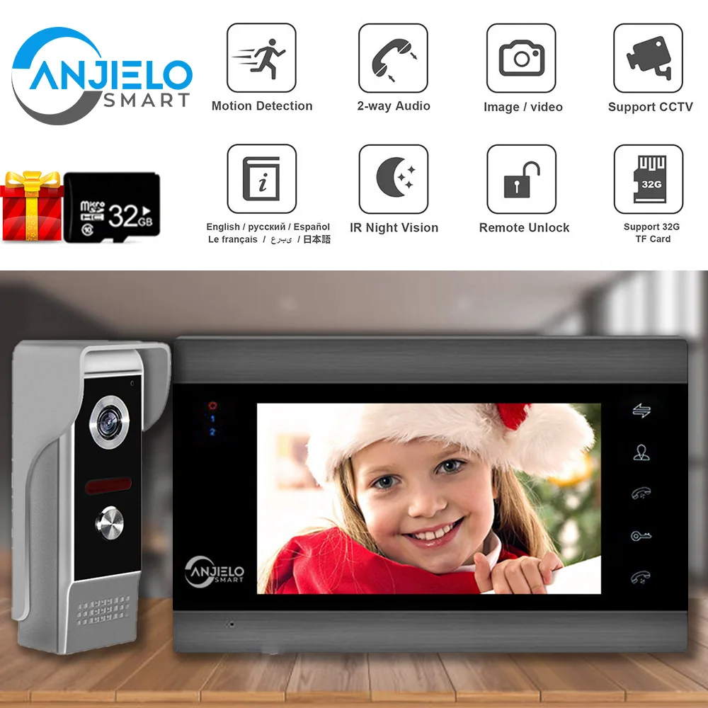 Anjielo-videoportero inteligente para puerta, sistema de seguridad con Monitor de cámara, teléfono...