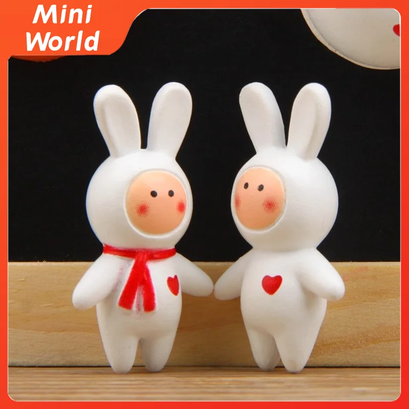 

2Pcs/Set Super Cute Rabbit Miniature Figurine Garden Pots Figurine Moss Animal Figurines Kawaii Desk Accessories Home Interior