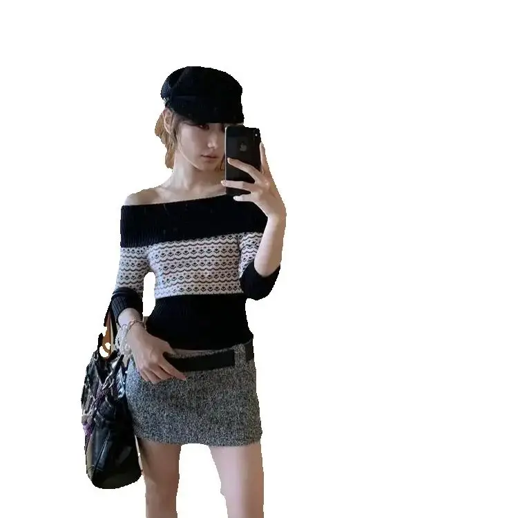 Вязаный свитер со средним рукавом цельный вырез осень-зима жаккардовый Fair Isle