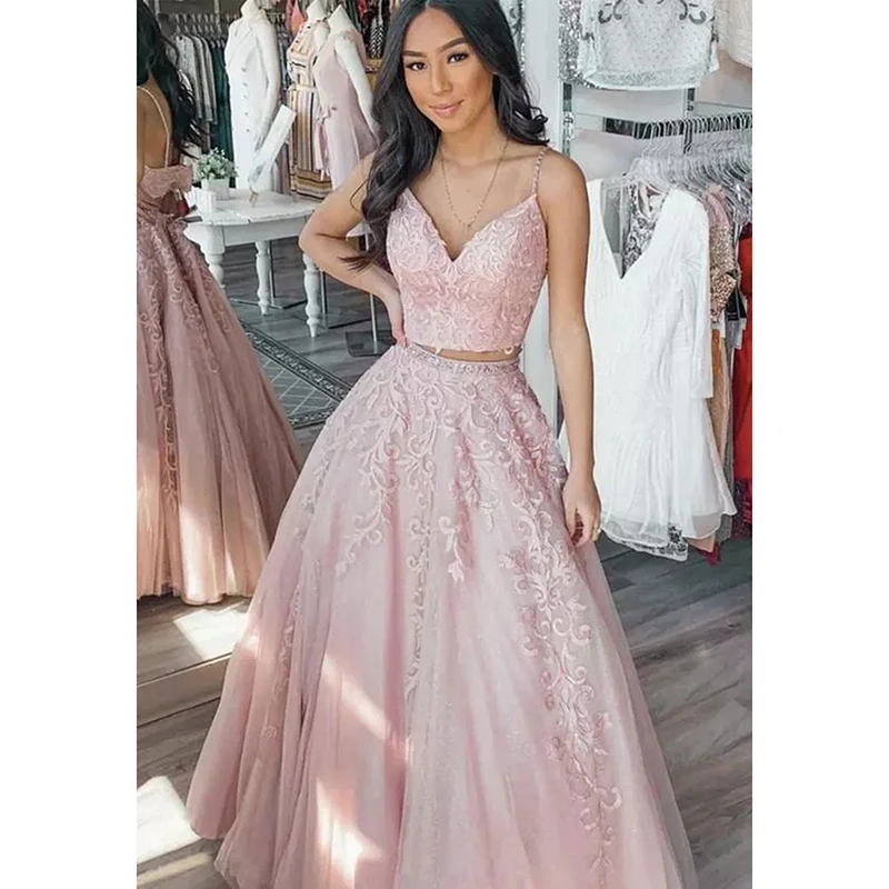 Sexy Spaghetti Strap Mermaid Dusty Pink Black Girls Prom Dresses 2019 ...