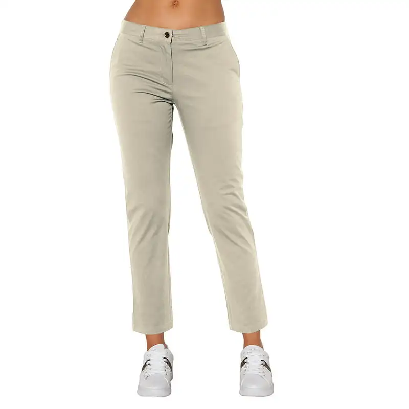 

Women Low Rise Cropped Chino Work Pants Office Lady Trousers