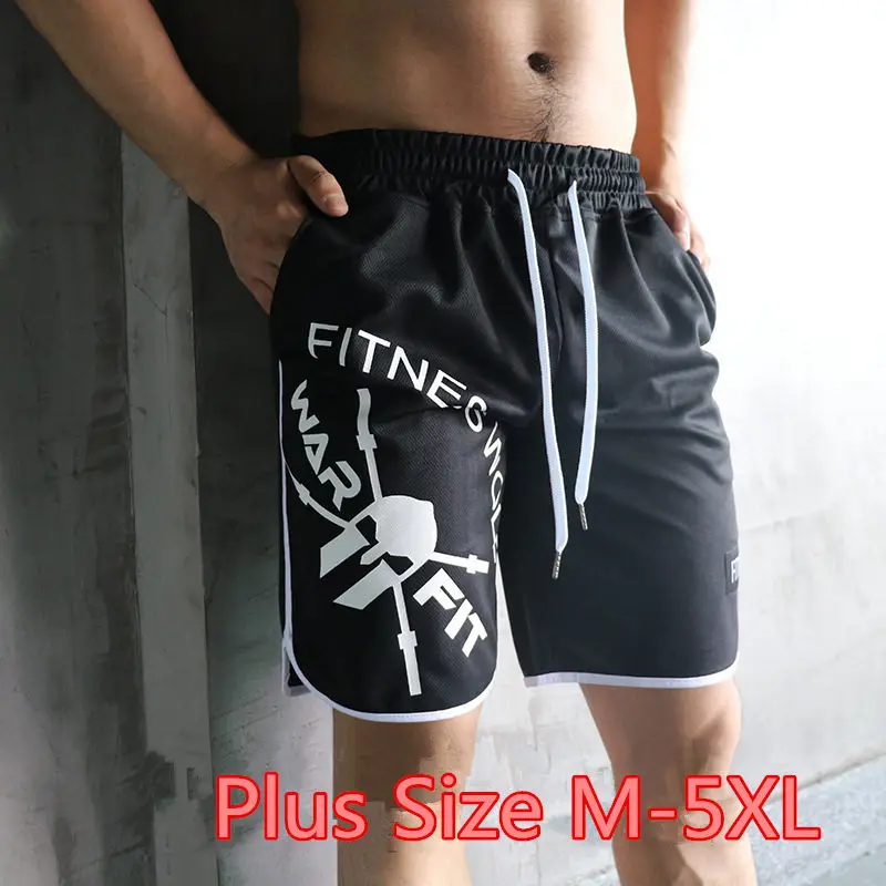 

Fitness Wolf Men's New Skull Print Running Sport Shorts Gym Fitness Workout Bermuda Bodybuilding Quick Dry Male Short Pants 5XL