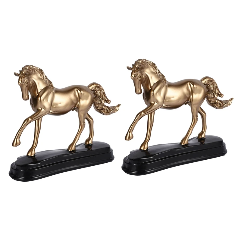 

A50I 2X Home Decor Resin Copper Horse Ornaments Artificial Wine Cabinet Crafts Home Decor Gifts Imitation Animal Figurine