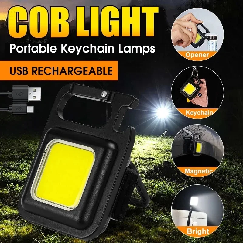 

Mini Flashlight Rechargeable Glare COB Keychain Light USB Charging Emergency Lamps LED Work Light Portable Outdoor Camping Light