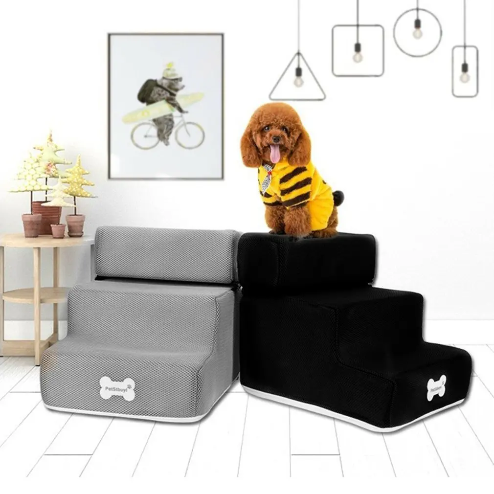 

Pet Ramp Ladder Small Pet Steps Stair Dogs And Cats Pet 3 Steps Removable Non-Slip Ramp Climbing Detachable Bed Ladder