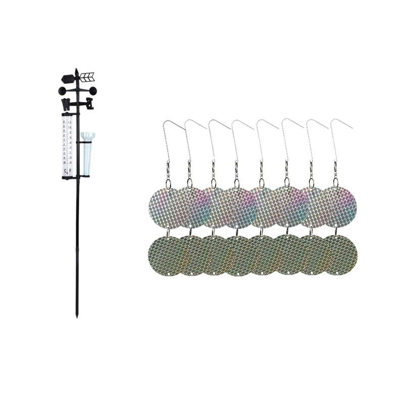 

Садовая метеостанция, метеостанция, дождемер с 16 светоотражающими дисками птиц