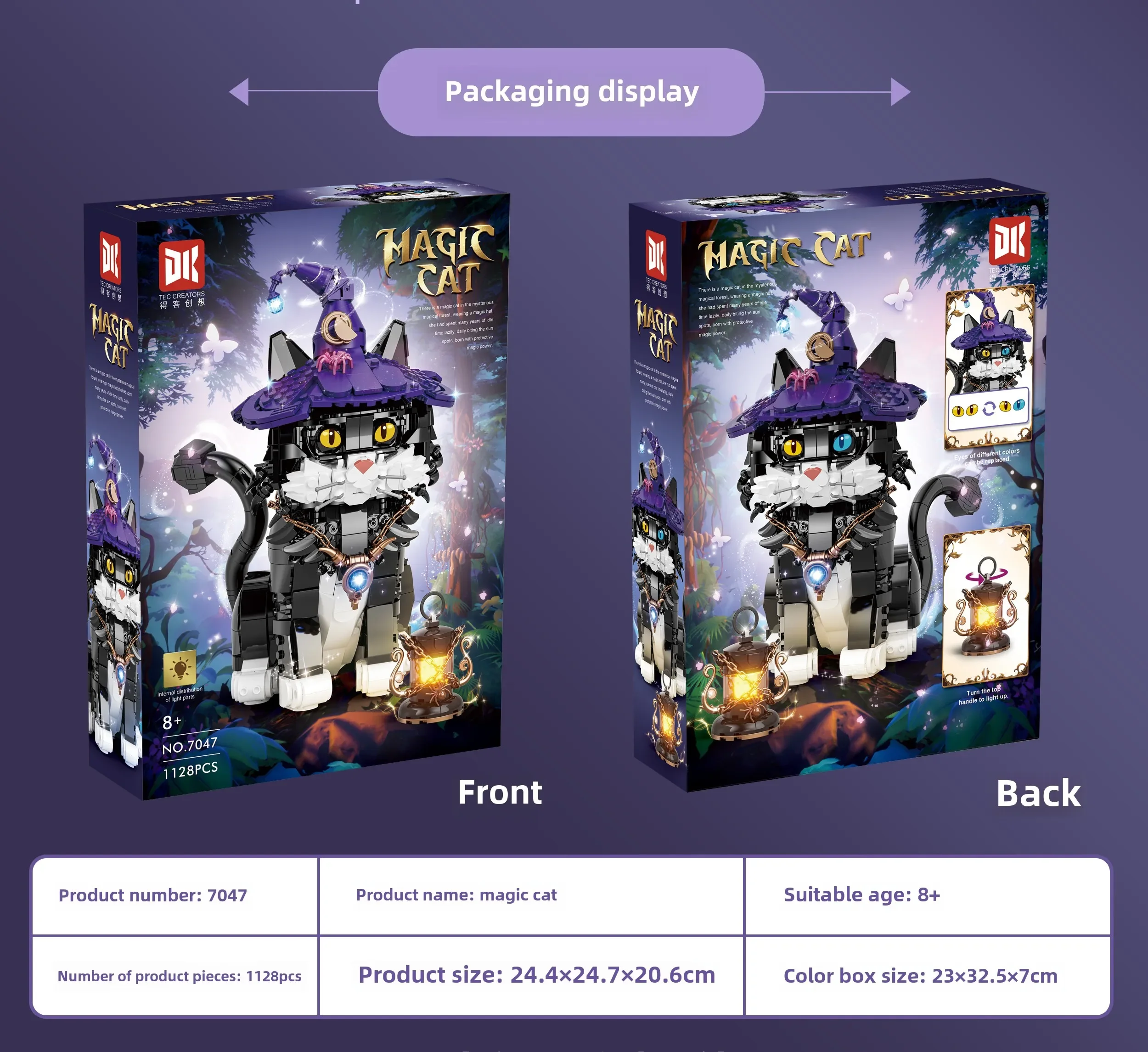 Новые строительные блоки Magic Cat крутые и шапки глаза могут менять цвет модель Assembe