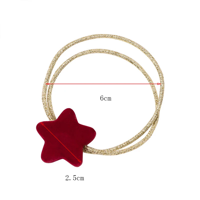 1pc Fashion Red Heart Star Button Elastic Hair Bands Rubber Hair Rope Tie Girls Hair Scrunchie Ponytail Holder Gum Accessories images - 6