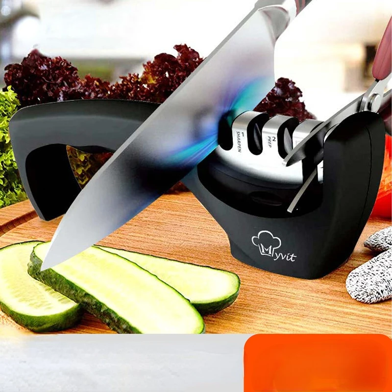 

Knife Sharpener 4 Stages In 1 Professional Whetstone Kitchen Sharpening Stone Diamond Fine Scissors Grinder Chef Honing Tool