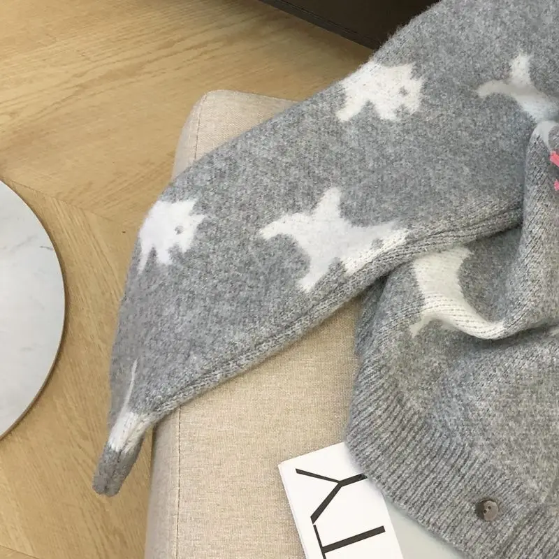 Женский модный жаккардовый кардиган с милой мультяшной собакой милый шикарный