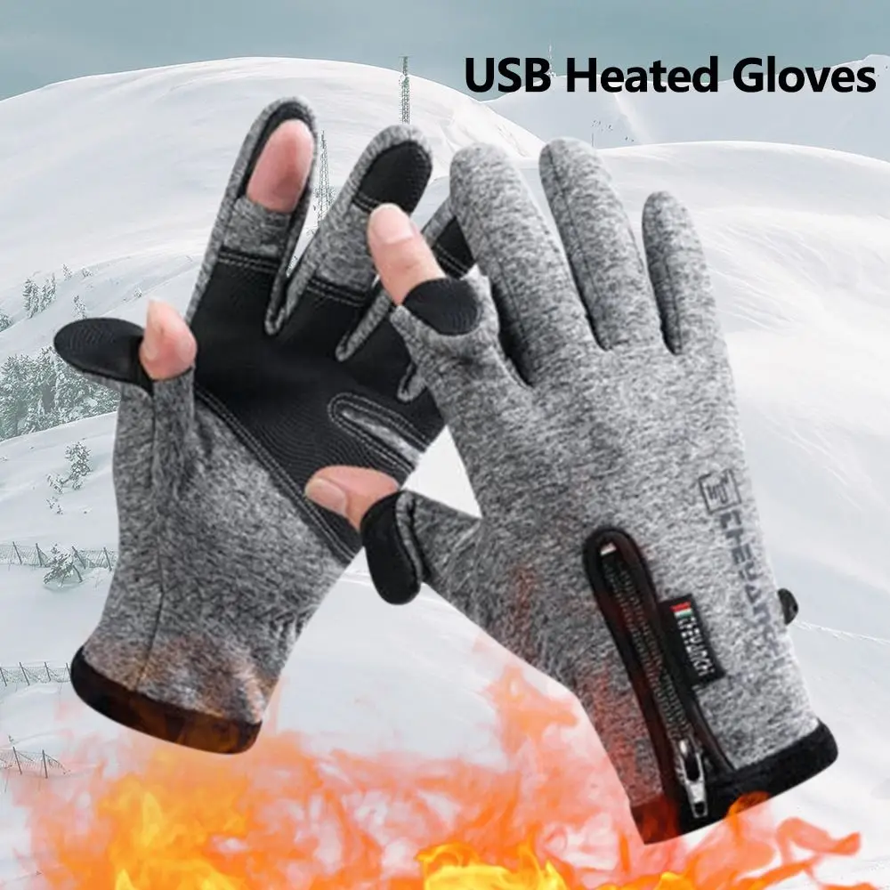 Waterproof Winter Outdoor Sports Touch Screen Electric Heating Gloves USB Heated Gloves Hand Warmer Motorcycle Mittens