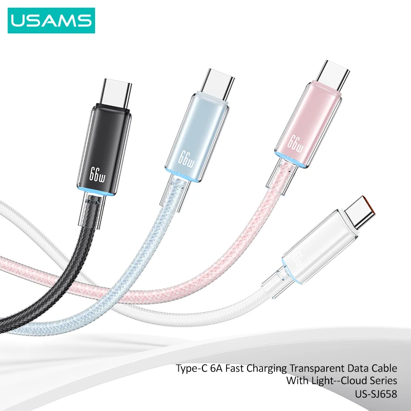 USAMS 6A USB-C Кабель 66 Вт Шнур Для Быстрой Зарядки Передачи Данных Xiaomi Samsung Huawei —