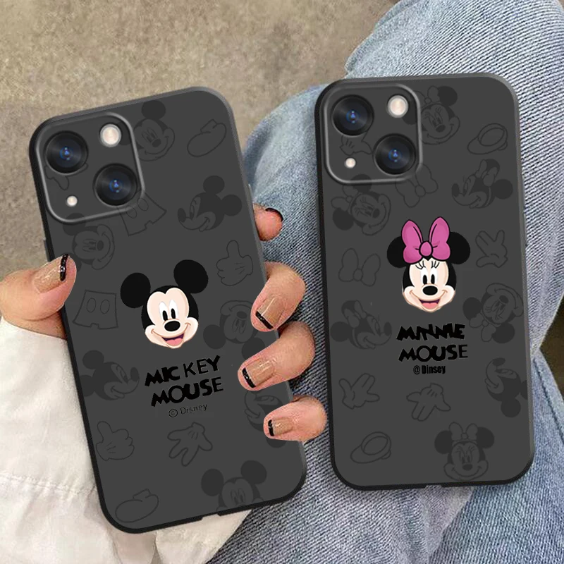

Disney luxury Mickey Minnie Phone Case For Apple iPhone 14 13 12 11 SE XS XR X 7 8 6 mini Plus Pro MAX 2020 Black Cover