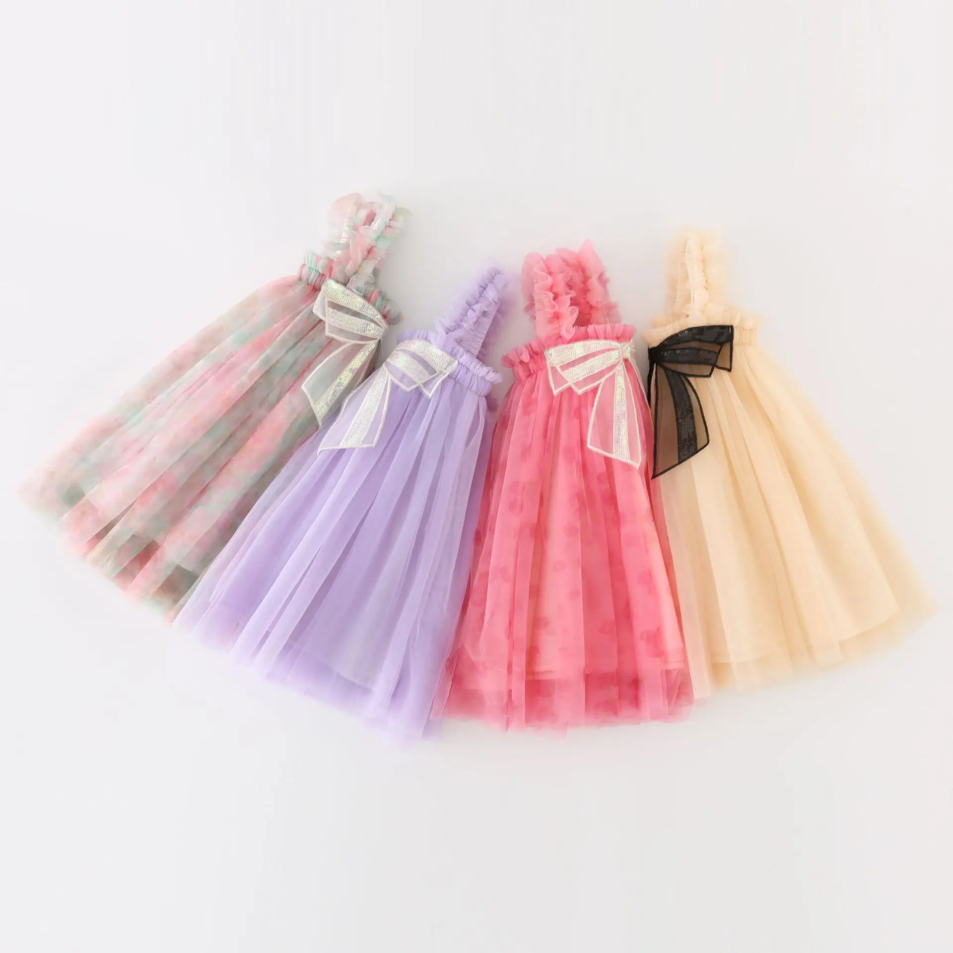 

RiniKinda 2022 Girl Princess Dress Summer Pleated Bowknot Toddler Strapless Dress 1-6Y Baby Tutu Dresses Children Clothes