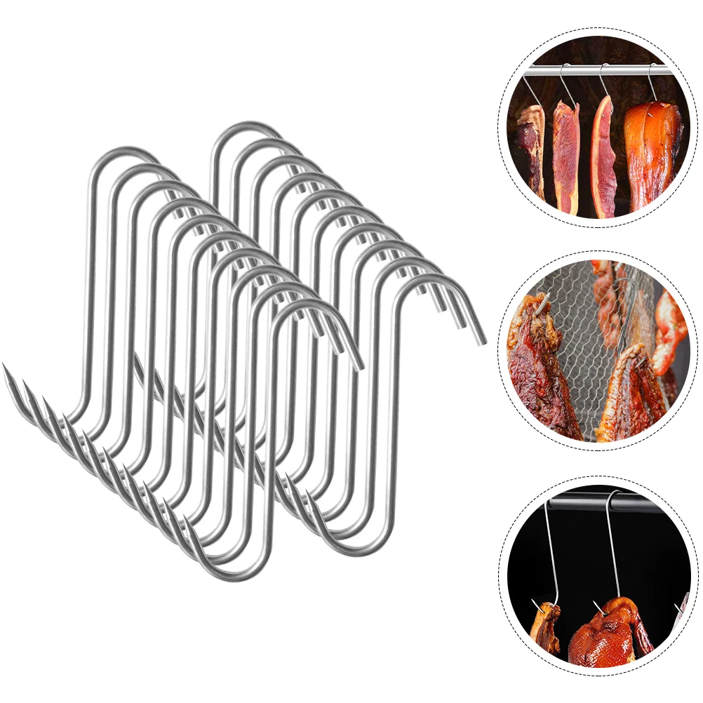 

20 Pcs Butcher Hook Portable Garment Rack Boning Hooks Stainless Steel Butchering Roast Duck