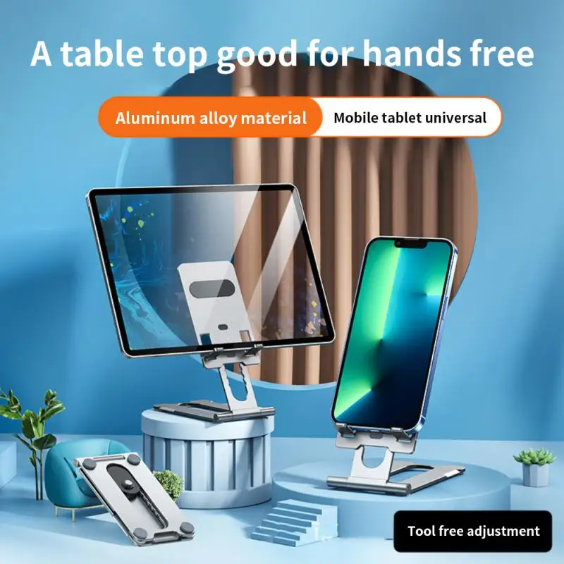 

Aluminum Alloy Desktop Stand Holder Adjustable For Ipad Iphone 14 13 12 Pro Max Xiaomi Riser Bracket 7-gear Height Adjustable
