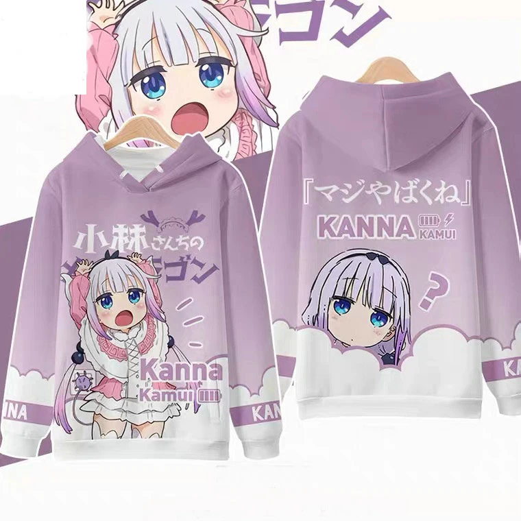 

Коллекция 2021 года, осенняя модная толстовка с капюшоном из японского аниме «Мисс Кобаяси» и 3D-принтом служанки дракона из Киотского аниме