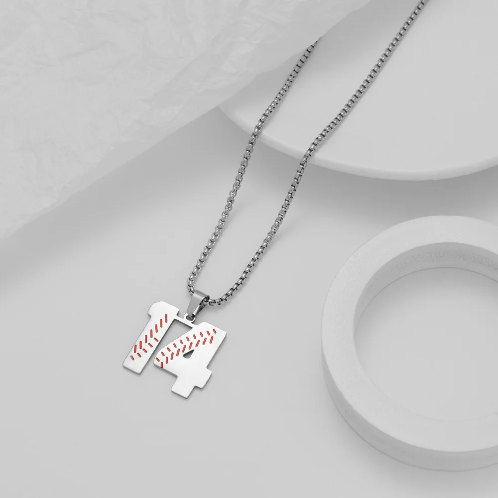 Hibody Customized Men Baseball Jersey Number Pendant Necklace Stainless Steel Baseball Charms For Outdoor Sport Fans Boys