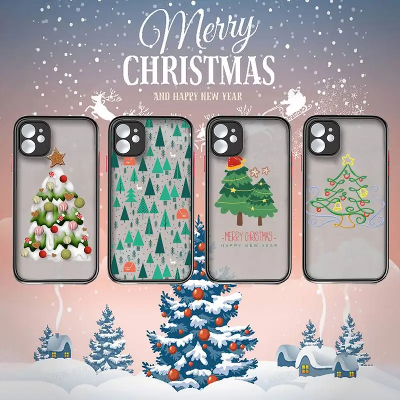 

Christmas tree New Year gifts Phone Case matte transparent For iphone 11 12 13 7 8 plus mini x xs xr pro max