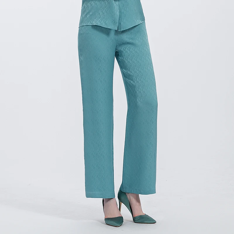 Silk Jacquard Casual Trousers Versatile Straight Tube Pants Mulberry Silk Business Straight Wide Leg Pants Basic Style KS152