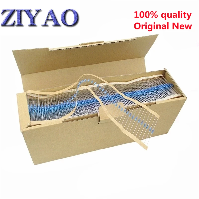 

100pcs 1/4W 1R~10M 1% Metal film resistor 100R 220R 1K 1.5K 2.2K 4.7K 10K 22K 47K 100K 100 220 1K5 2K2 4K7 ohm resistance