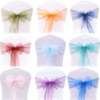 chairs knot cover bow 1pcs organza wedding decoration chair sashes bands chair belt ties for weddings party hotel banquet decor