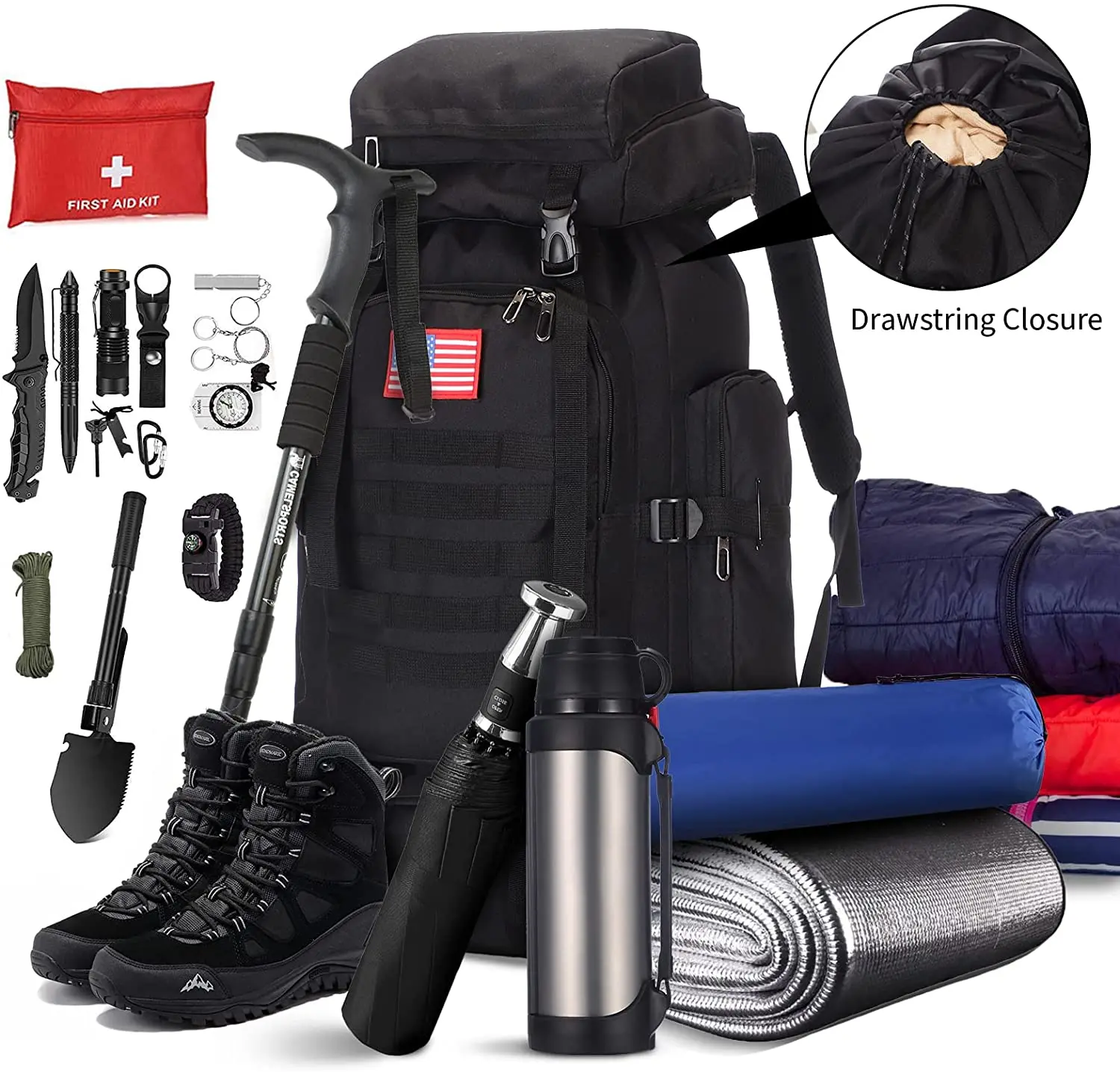 70L Camping Hiking Backpack Waterproof Travel Backpack without Internal Frame, Outdoor Mountaineering Backpack hiking gear