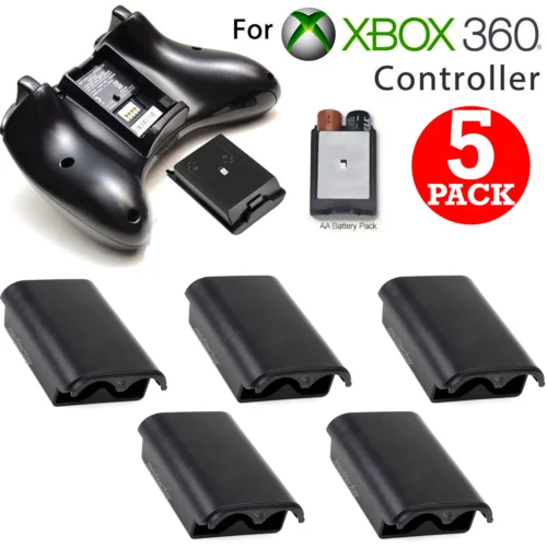 

5pcs AA Battery Shell Back Cover Case for Xbox 360 Wireless Controller - BLACK