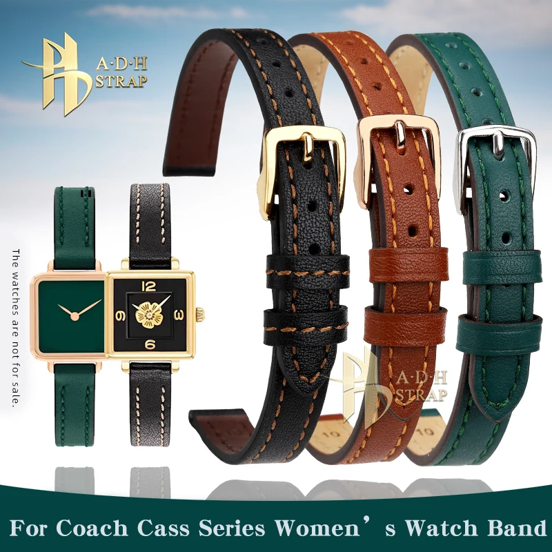 Женский ремешок из натуральной кожи для часов Coach Cass 14504227/225/231 воловьей с цветком