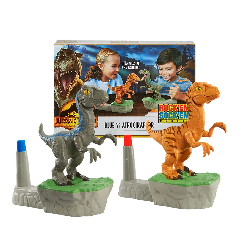 

Jurassic World Dominion Rock Em Sock Em Robots Blue vs Atrociraptor Controlling Battle Set Dinosaur Toy GWP21