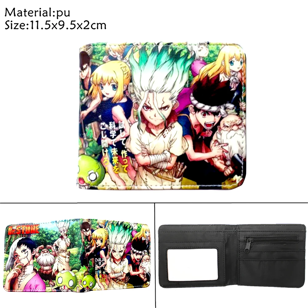 

Anime Dr. Stone Ishigami Senkuu Leather Wallet Bifold Casual Young Coin Photo Card Holder Student Printing Cartoon Cosplay Purse