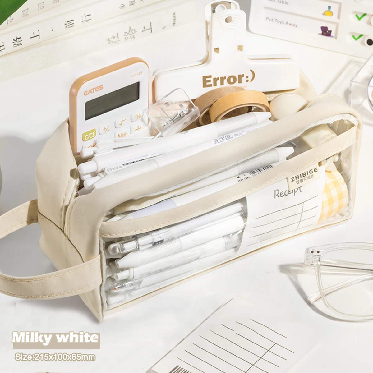 

Kawaii Pencil Case Bag Portable Transparent Pen Pouch Box Waterproof for Girls Back to School Supplies Cute Korean Stationery