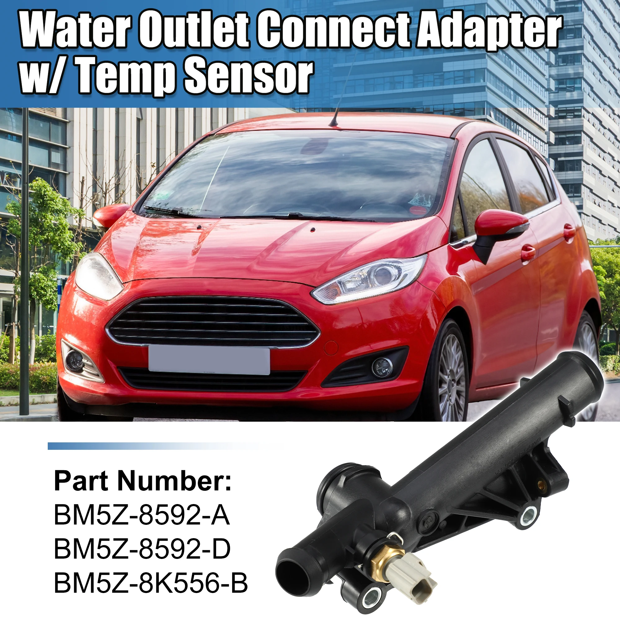 

X Autohaux Auto Engine Thermostat Water Outlet Connect Adapter with Sensor BM5Z8K556B/BM5Z8592A/BM5Z8592D For Ford 2013-2019