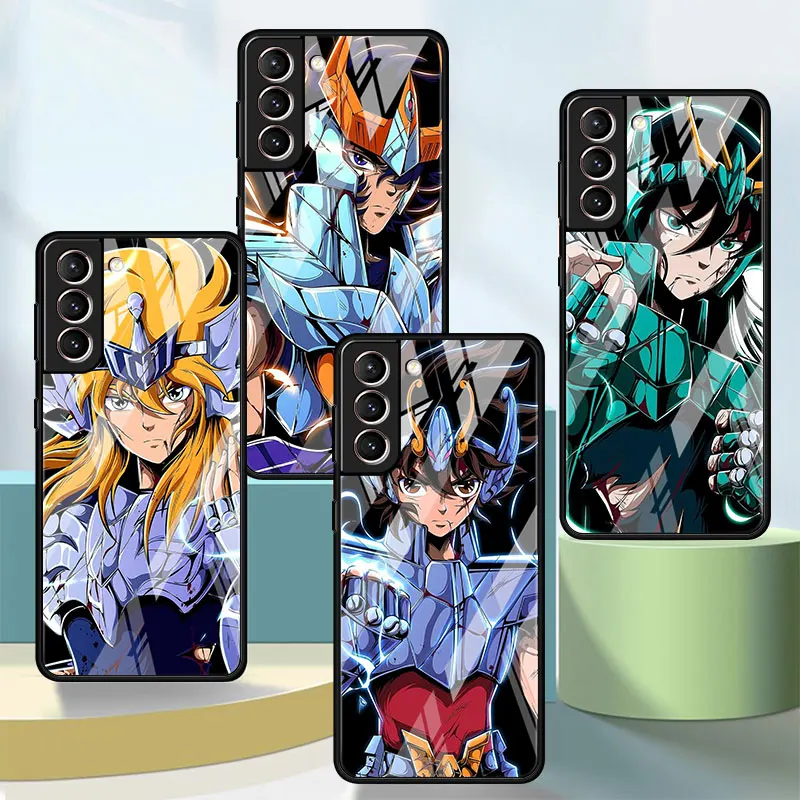 

Phone Case For Samsung Galaxy S22 S21 S20 Ultra FE S10 S8 S9 Plus S10e Note 20 10 Tempered Glass Cover Saint Seiya Aiolos Camus