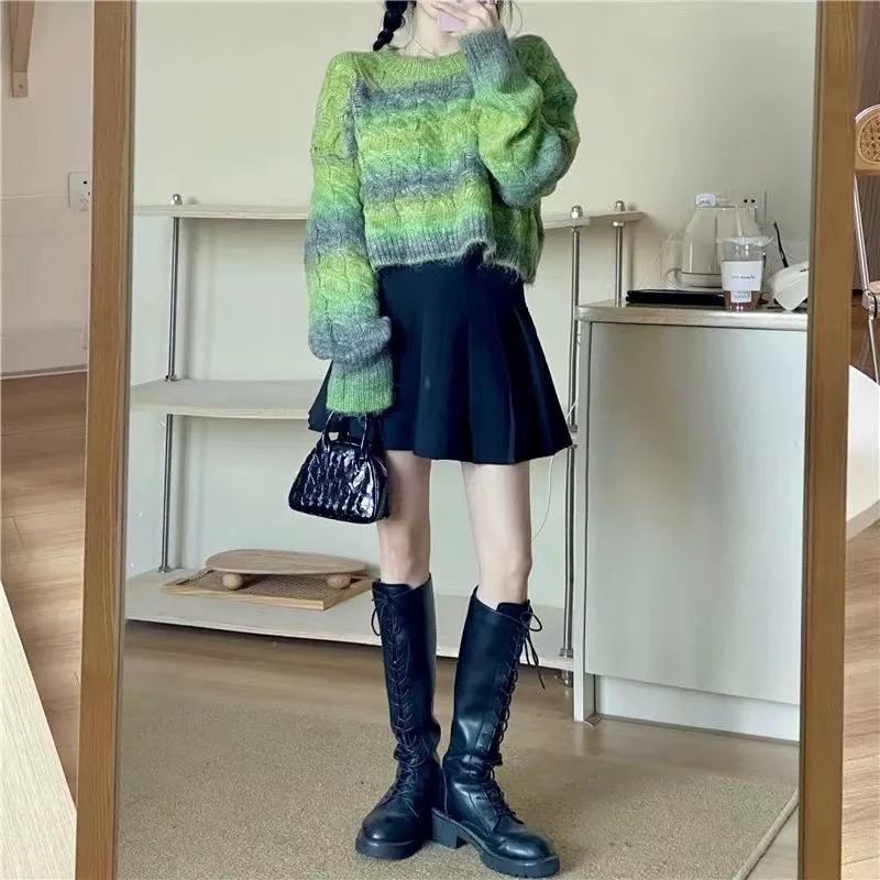 Женский Осенний вязаный пуловер с градиентом