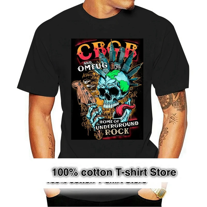 

Cbgb Omfug York Skull Mohawk Mens T Shirt Guitar Underground Punk Rock Merch Streetwear Tee Shirt Men Women Cartoon