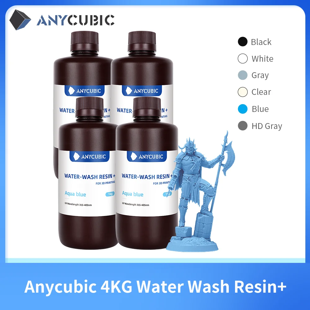 Anycubic Water-wash Resin impresoras 3d Resina lavable al agua 365-405nm  para Lcd Dlp Photon M3 Plus Max 7k Mono 6k Impresión