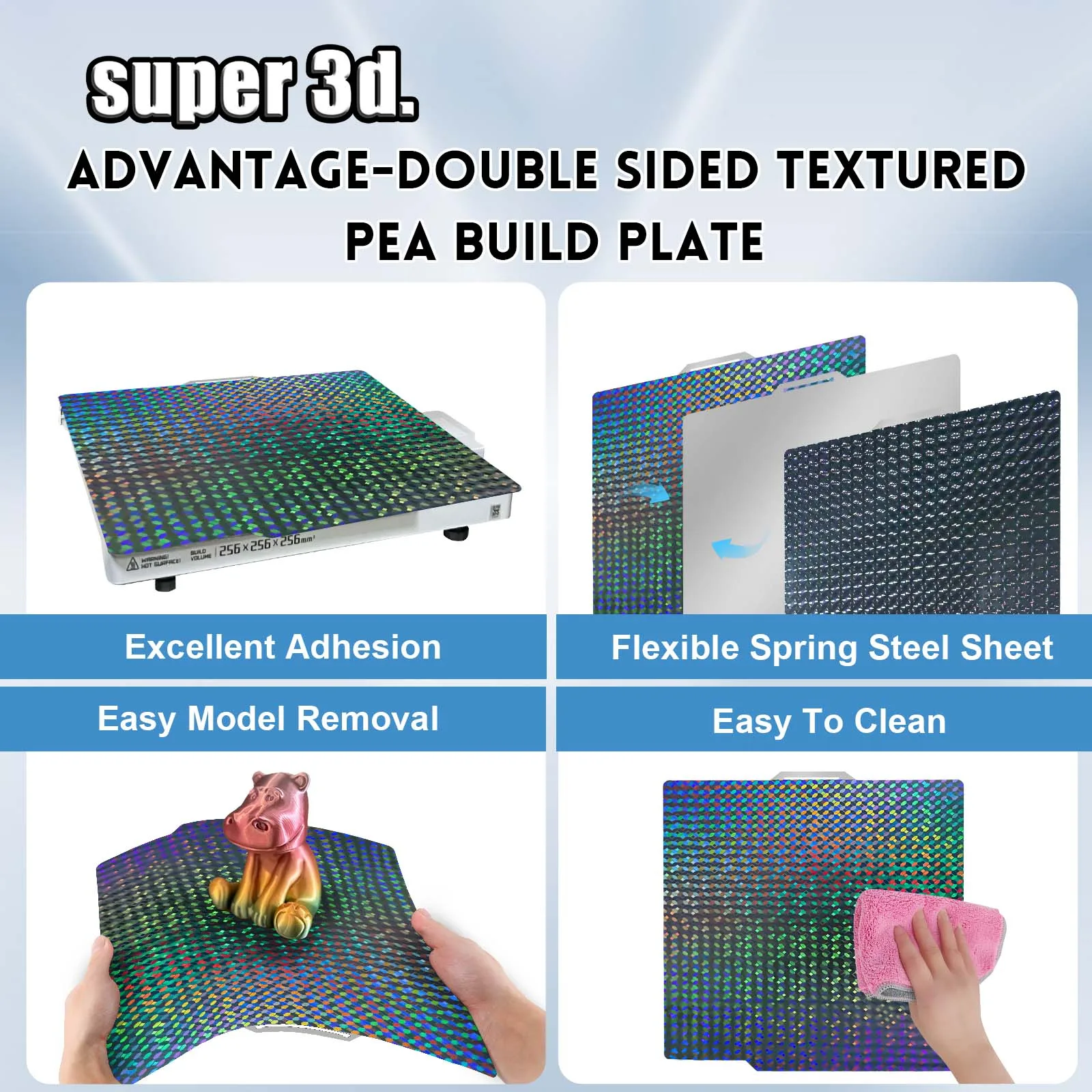Фото Пластина для 3D-принтера Bambu Lab 257x257 мм из пружинной стали, гладкая, PEI/PEO/H1H/Pey, для моделей A1, X1C, P1S №3