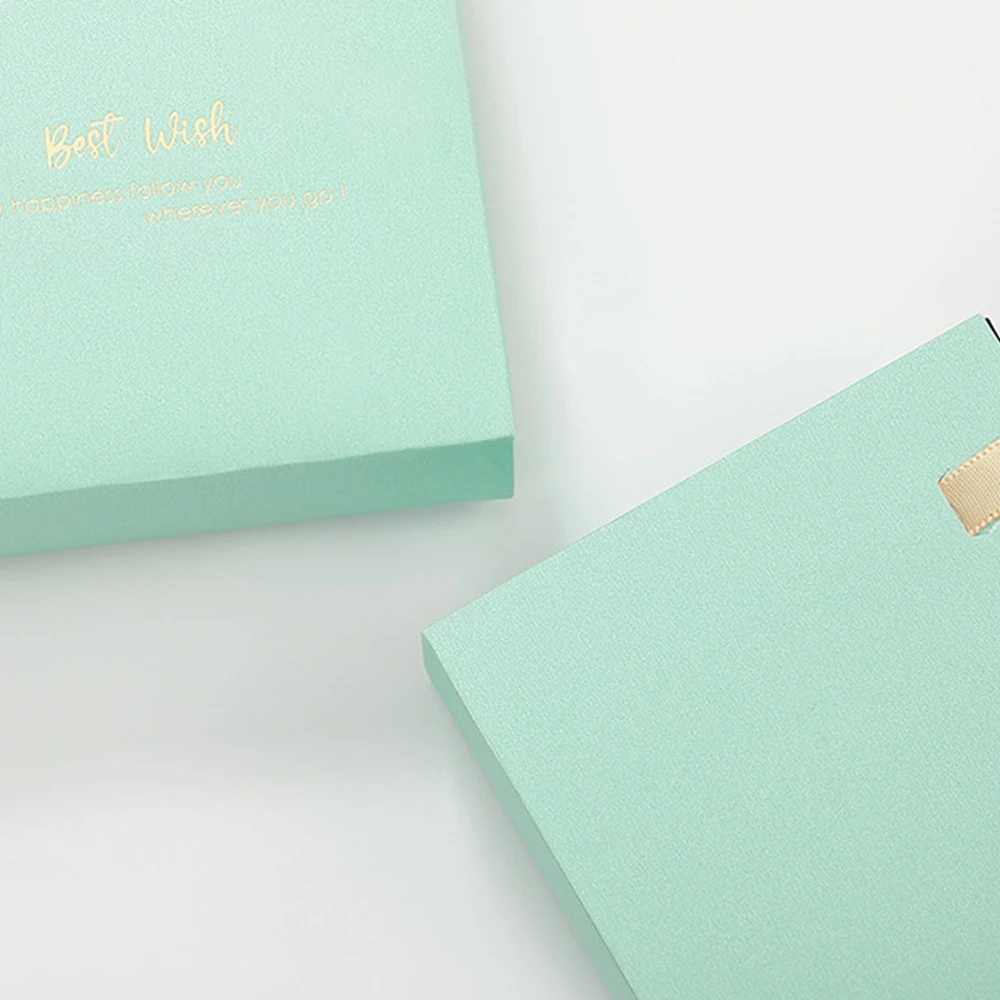 24pcs Light Green Paper Jewelry Handle Drawer Box with Grey Sponge Ring Earring Container Handmade Packaging DIY Cardboard Case