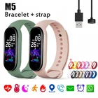 Смарт-браслет M5 для мужчин и женщин, фитнес-трекер, пульсометр, тонометр, монитор сна, цифровые наручные часы для занятий спортом и погодой