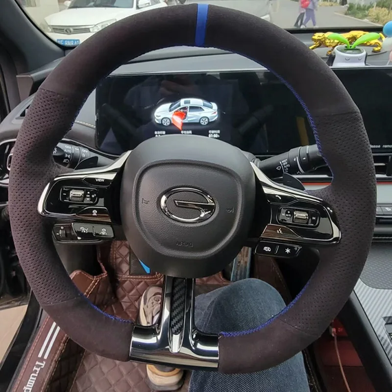 

Замша для GAC EMPOW EMKOO GS3 E8 GS4, ручное шитье, чехол на руль автомобиля, защитный чехол, украшение для интерьера, автомобильные аксессуары