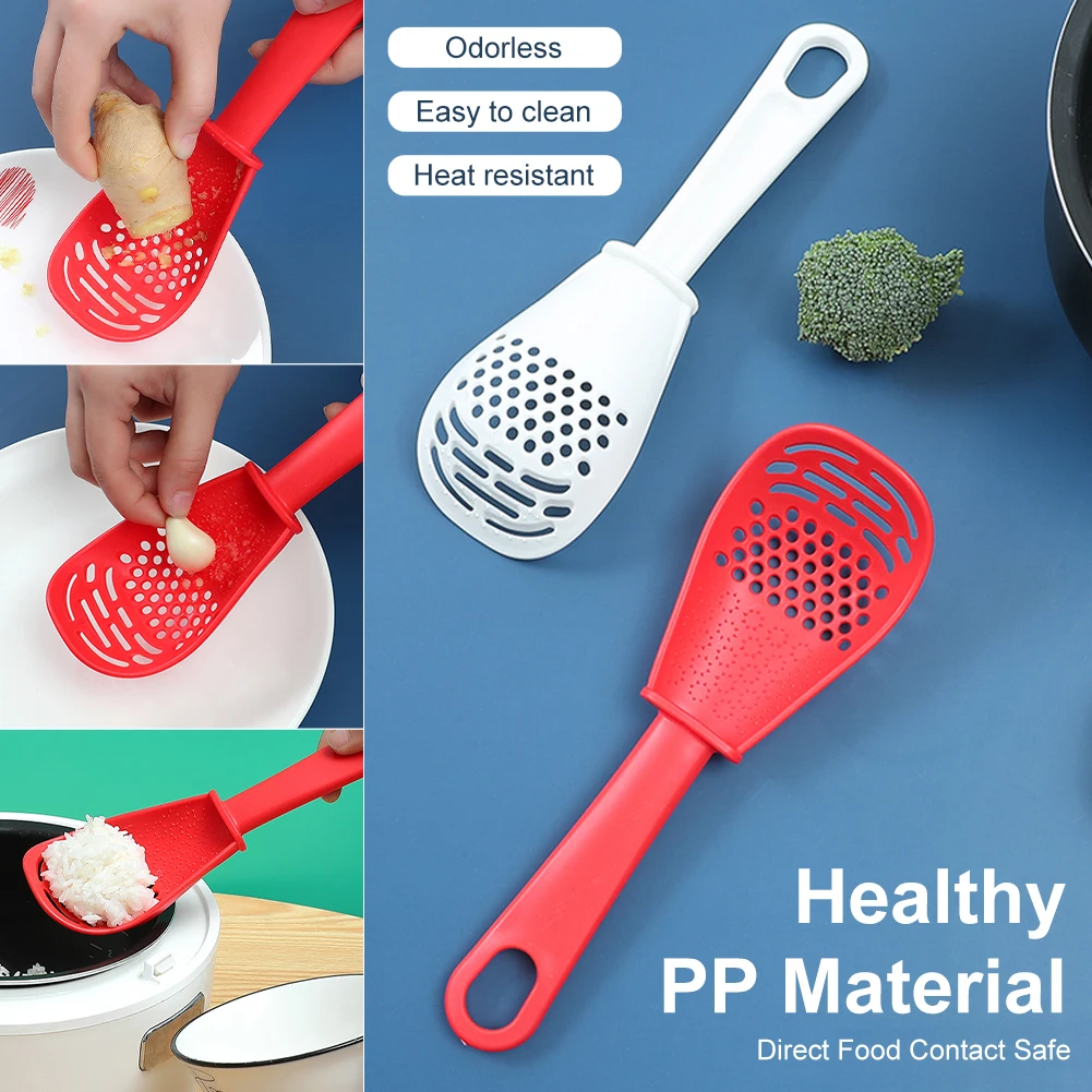 

Multifunctional Kitchen Cooking Spoon Heat-resistant Hanging Hole Heat-Resistant Soup Filter Potato Garlic Press Colander
