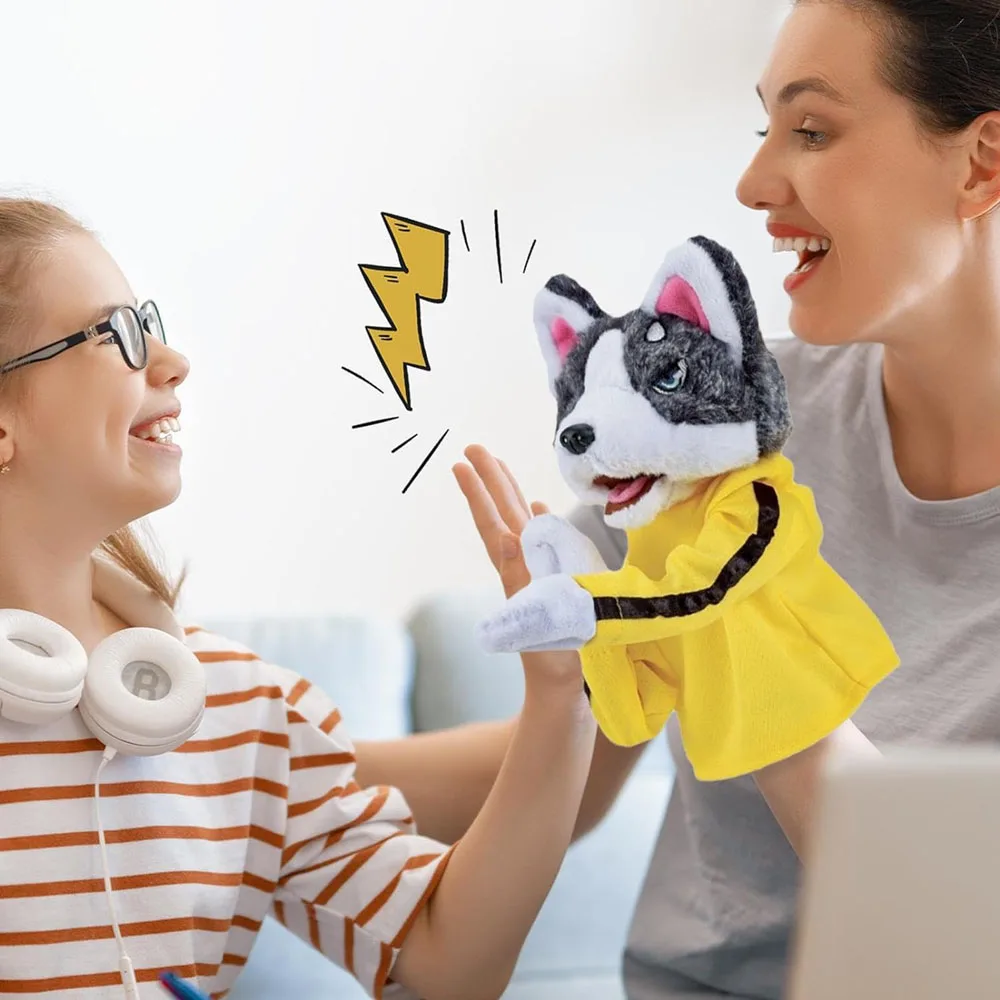 Интерактивная Светящаяся Боксерская Собака Вокальная Плюшевая Кукла-маппет